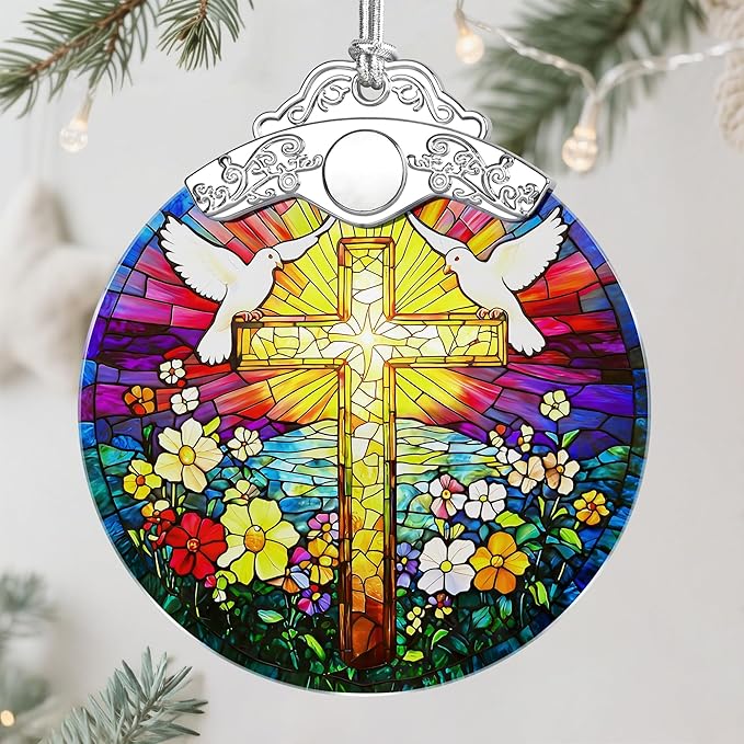 Catholic Cross Ornament, Christian Christmas Ornament, Christmas Tree Ornament, Religious Home Decor, Christian Gifts for Her, Religious Gifts, Gift Exchange, Gift Idea - Pattern C