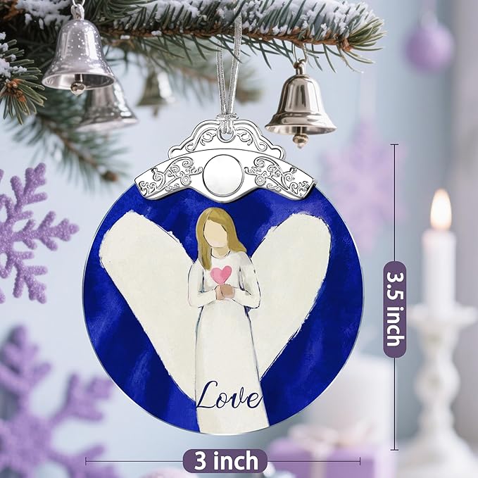 Stained Glass Ornament, Love Angel Christmas Ornaments, Christmas Decorations for Tree, Holiday Ornament, Holiday Party Gifts, Gift Ideas & Xmas Gift - Love Angel