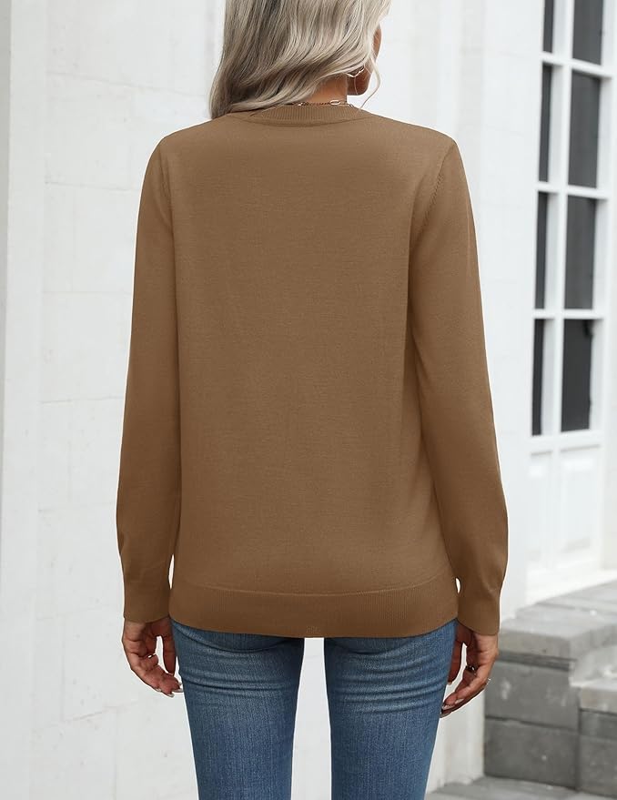Zeagoo Womens 2026 Fall Sweaters Long Sleeve Tops Classic Crew Neck Pullover Sweaters Loose Dressy Casual Basic Clothes