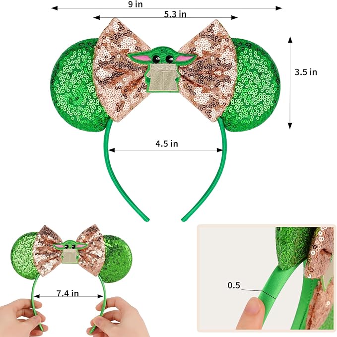 FANYITY Mouse Costume Ears, Mouse Ears Headbands for Girls & Women Party,Size Free