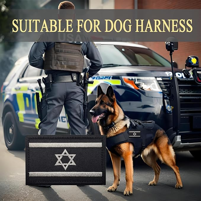 EmWoot 2PCS Israel Flag Patch Embroidered Morale Patch Military Tactical Patches Hook and Loop(Black White)
