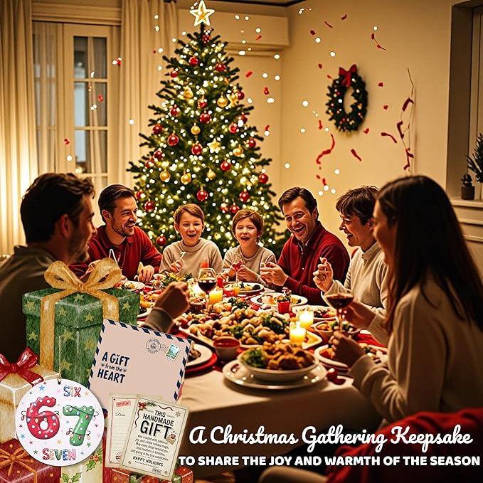 67 Funny Christmas Ornament – 67 Meme Six Seven Teen Slang Ornament, Double-Sided Wood UV Print 10cm Round Xmas Tree Decor, Viral Meme Gift for Teen Boys Girls Gen Z