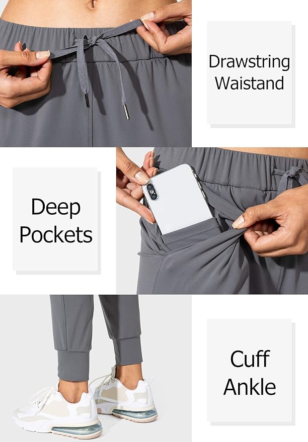 SANTINY Women's Joggers Pants Pockets Drawstring Running Sweatpants for Women Lounge Workout Jogging