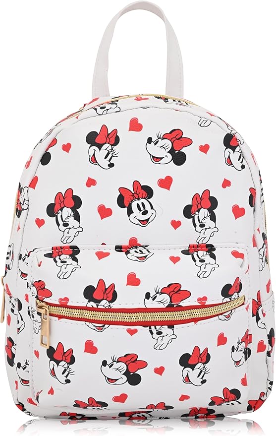 Disney Minnie Mouse Backpack for Women, Men, Boys, Girls, Unisex | Cute PU Leather 10" Minnie Mouse Mini Backpack Purse Shoulder Purse | Minnie Mouse Bag and Minnie Mouse Accessories