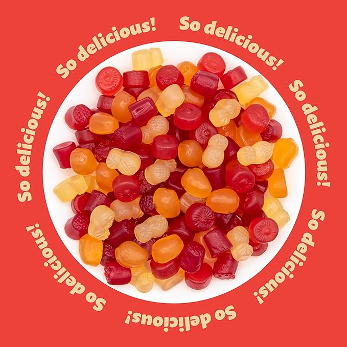 Tropical Fruit Jelly Candy Mix 1-Pound Bag | Vegan Gummies with Real Fruit Puree | Assorted Flavors | Gelatin Free Plant Based Texture | No Artificial Colors and Flavors | Dye Free Candy