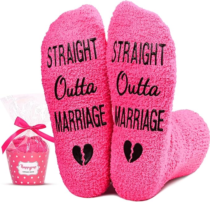 HAPPYPOP Fuzzy Gifts for Women Men - Book K-pop Divorce Inspirational Vegan Scary Film Socks