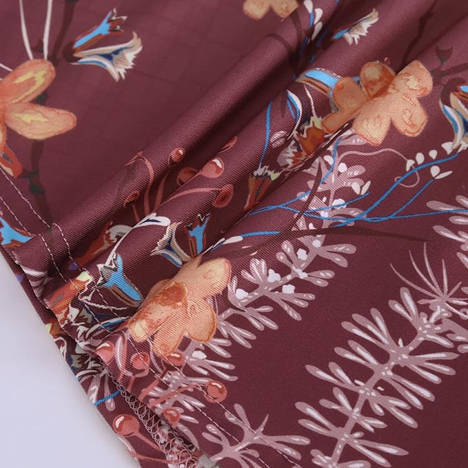 BAISHENGGT 3/4 Sleeve Tops for Women Notch V Neck Floral Work Blouses Dressy Casual Loose Fit Going Out Tunic Tops