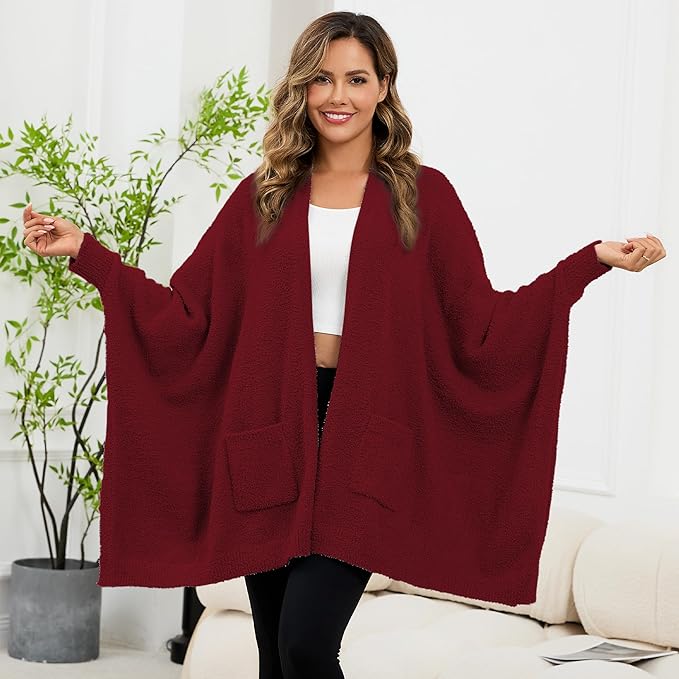 Wearable Blanket Sherpa Poncho Unique Office Work Warm Cozy Shawl TV Throw Blankets, Plush Cape Wrap for Adults