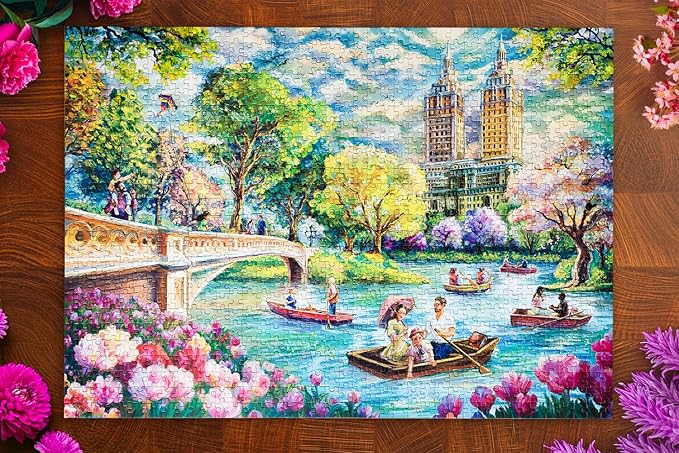 MOSAIC PUZZLES Bow Bridge Boating Puzzles for Adults - Premium Jigsaw Puzzles, 1000 Pieces