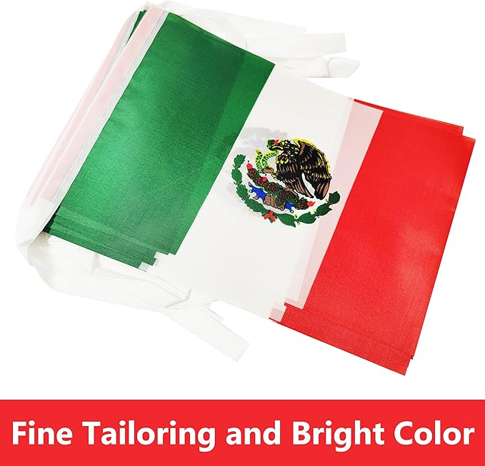 Yamiuo 100 Feet Mexico String Flag, 76 Pcs Mexican Banner Flag, Small Mini World Banner Flags for Sports Events, Bars Decorations, School Festivals, Party Decorations, Celebrations (Mexico)