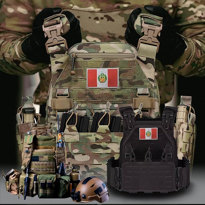 EmWoot 2PCS Peru Flag Patch Embroidered Morale Patch Military Tactical Patches Hook and Loop