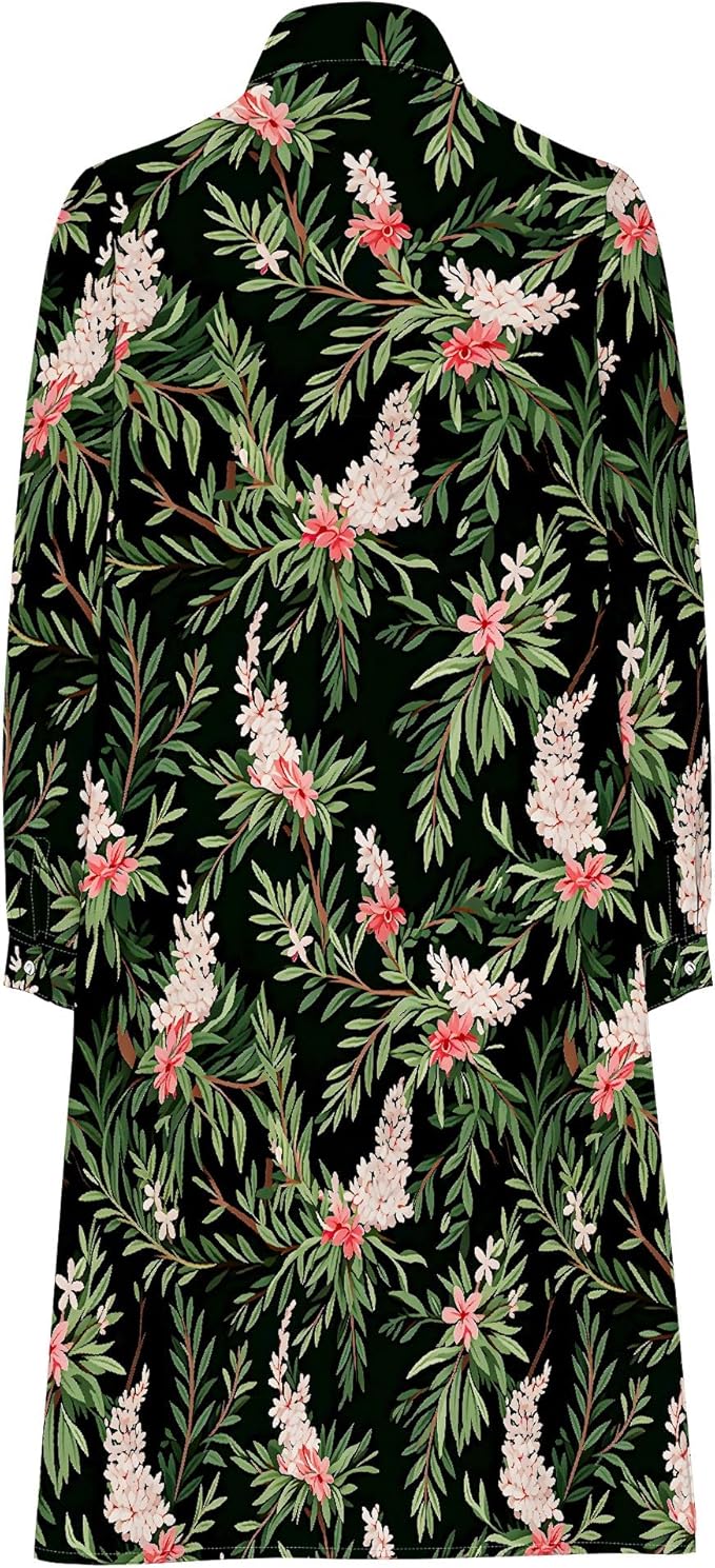 Shirt Dresses for Women 2025 Summer Long Sleeve Casual Plus Size Floral Printed Beach Vacation Dress with Pockets