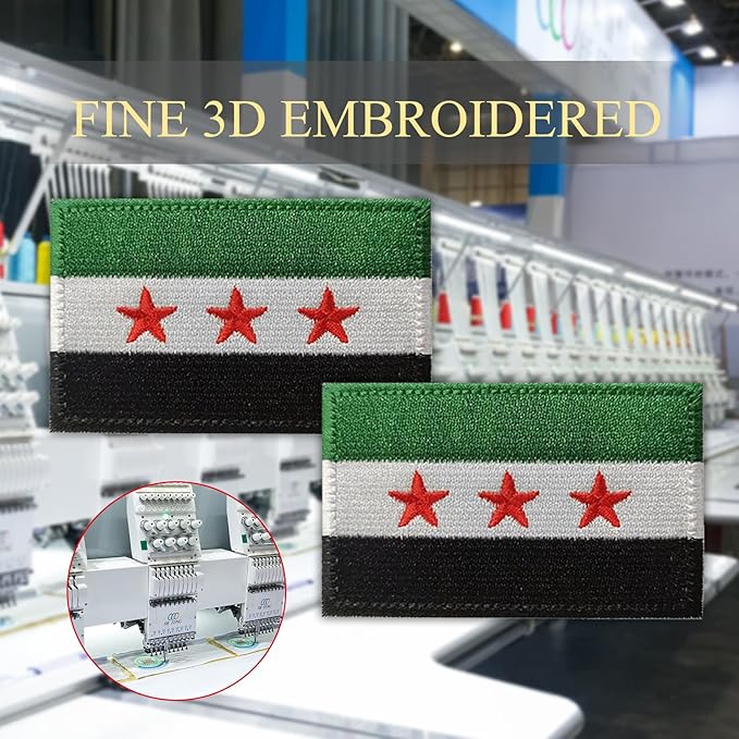 EmWoot 2PCS Syrian New Flag Patch Embroidered Morale Patch Military Tactical Patches Hook and Loop