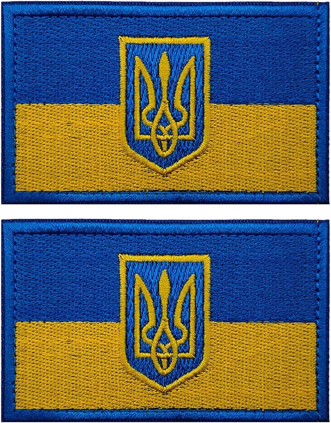 EmWoot 2PCS Ukraine Flag Patch Embroidered Morale Patch Military Tactical Patches Hook and Loop(Emblem)