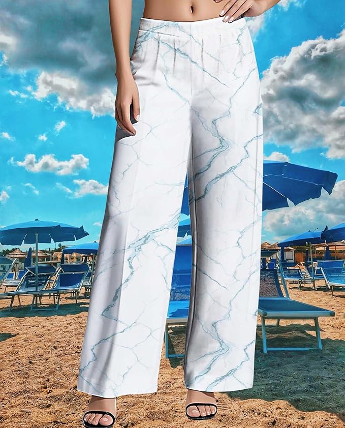 Womens Boho Pants Casual Oversize High Waisted Wide Leg Trousers Pattern Printed Ourdoors Pant for 2025 Summer