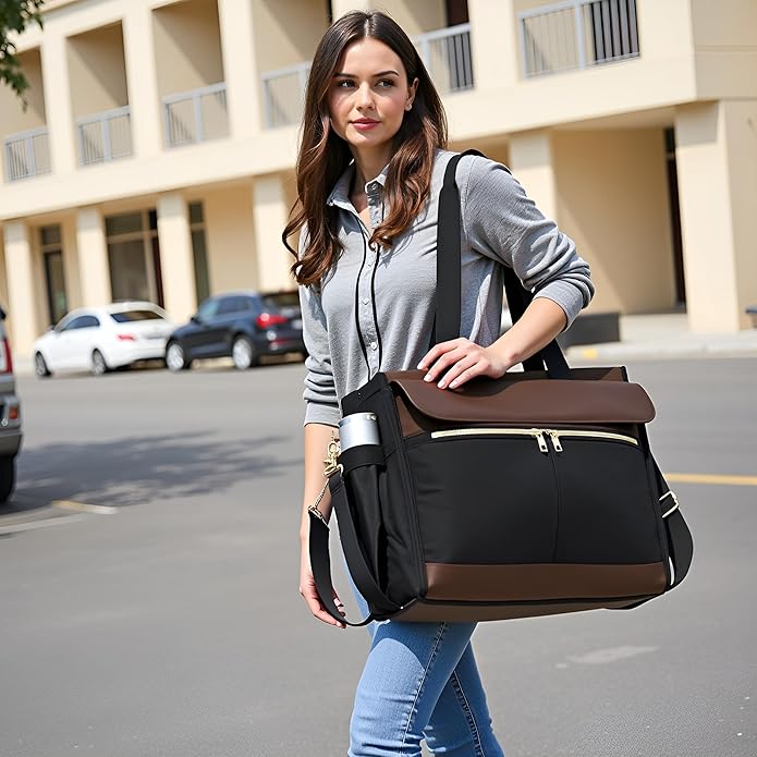 Laptop Bag for Women - 15.6 Inch Tote Work Bag with Compartments Nurse Teacher Bag Large Lightweight Office Handbag