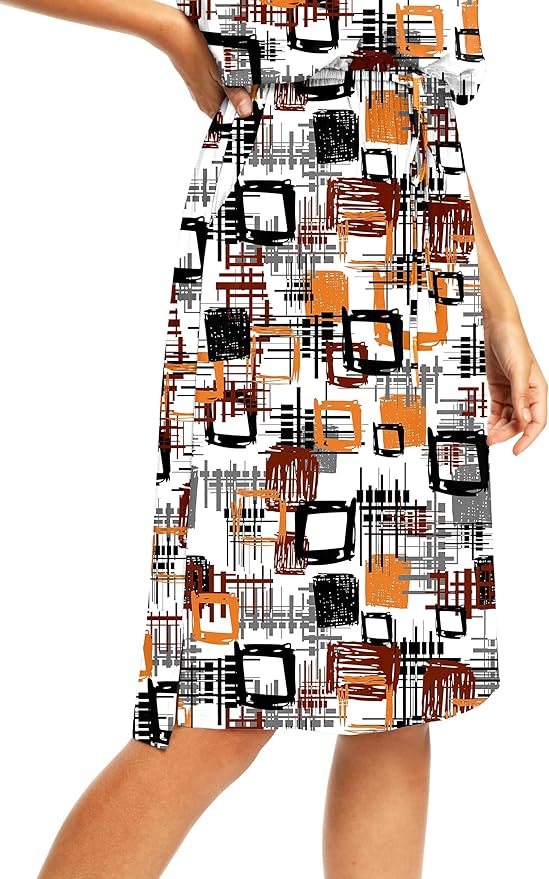 Simier Fariry Womens Spring Hide Belly Knee Length Travel Dress Pocket Summer Short Sleeve Midi Work Casual Outfits