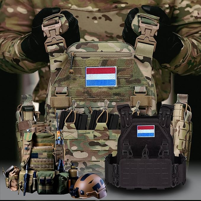 EmWoot 2PCS Luxembourg Flag Patch Embroidered Morale Patch Military Tactical Patches Hook and Loop