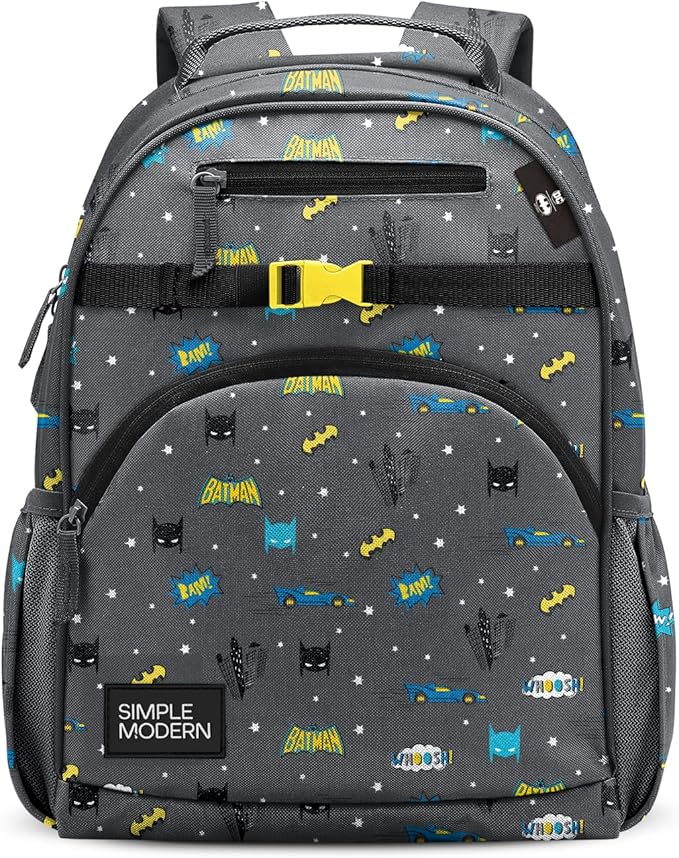 Simple Modern Medium DC Comics Batman Toddler Backpack for School Girls and Boys | Kindergarten Elementary Kids Backpack | Fletcher Collection | Kids - 15" tall | Batman POW!