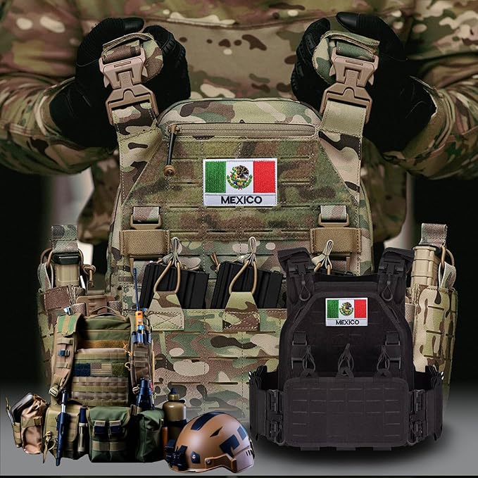 EmWoot 2PCS Mexican Mexico Flag Patch Embroidered Morale Patch Military Tactical Patches Hook and Loop(Mexican 01)