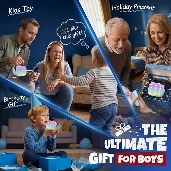 YLL Karaoke Machine for Kids, Portable Mini Speaker with 2 Wireless Microphones, 2026 Top Birthday Toys Gifts for Boys Girls 3, 4, 5, 6, 7, 8, 9, 10, 11, 12+ Years Old Grandkids Family Party (Blue)