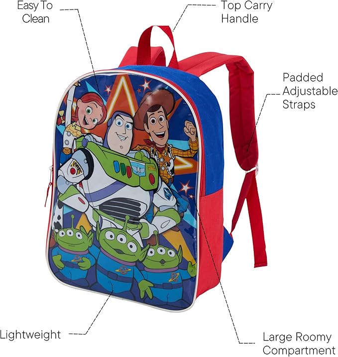 Disney Toy Story Backpack for Kids - Cute & Durable Kids Backpack for Boys with Padded Straps & Zip Compartment - Ideal Toddler Bookbag for School & Travel - 15”