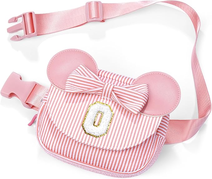 QLOVEA Daughter Gifts - Birthday Gifts for 3 4 5 6 7 8 9 10 11 12 13 Year Old Girls, Initial Fanny Pack Crossbody Bag Belt Bag Purse for Teen Girls Bean Pink O