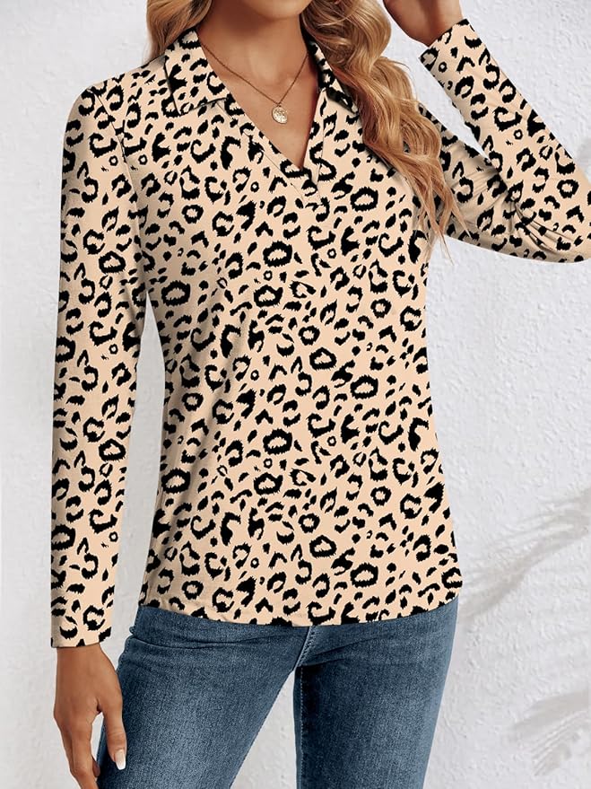 3/4 Length Sleeve Womens Tops Dressy Casual V Neck Polo Shirts Business Work Blouses 2025 Trendy Tunic Top