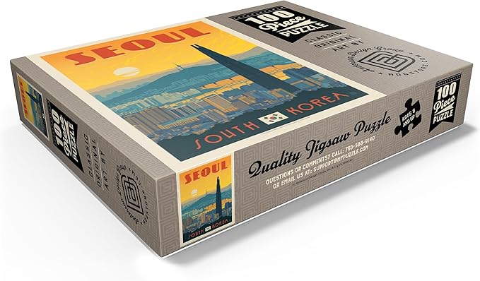 MyPuzzle South Korea: Seoul, Vintage Poster - Premium 100 Piece Jigsaw Puzzle for Adults