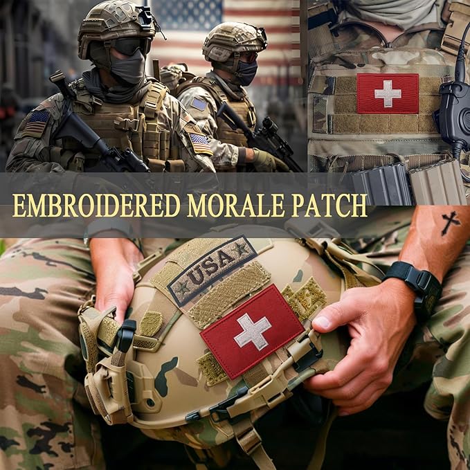 EmWoot 2PCS Swiss Flag Patch Embroidered Morale Patch Military Tactical Patches Hook and Loop(02)