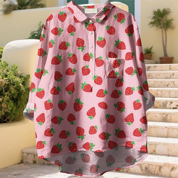 Women Funny Graphic Long Sleeve Floral Blouses Plus Size Button Shirts Casual Cute Vneck Fall Tunic Tops Trendy