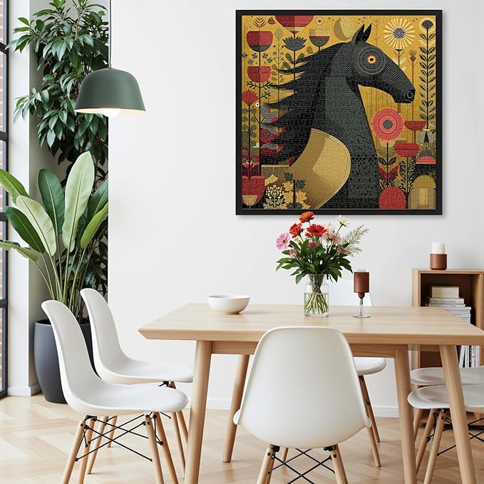 Naturelish Vibrant Equine Art Horse Jigsaw Puzzles for Adults 1000 Pieces, Difficult Puzzles Perfect for Game Night, Great Gift Idea, Size 22.5 x 22.5 in