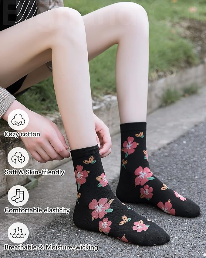 IIG 3-6 Pairs Womens Cute Animal Patterned Funny Novelty Cotton Crew Socks