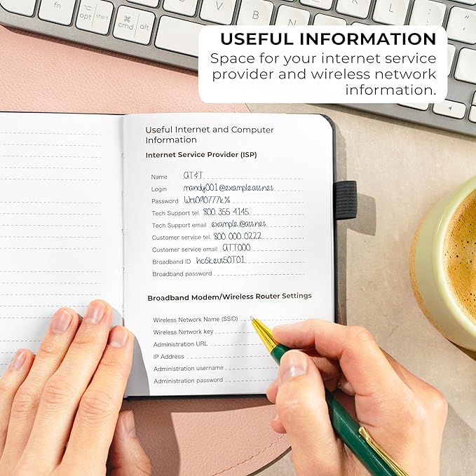 Clever Fox Password Book with alphabetical tabs. Internet Address Organizer Logbook. Small Pocket Password Keeper for Website Logins (Black)