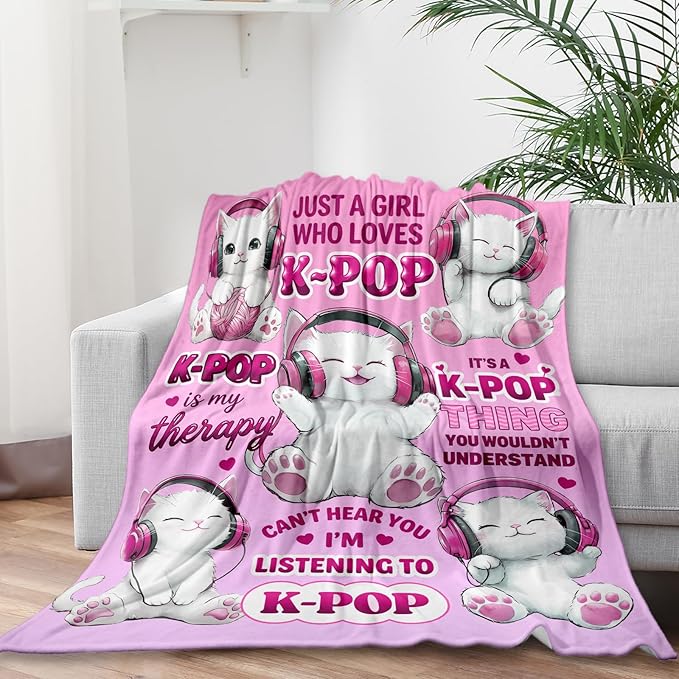 Kpop Blanket Gifts for K-Pop Fans - Super Soft Flannel Kpop Blankets for Girls Teen Fans Bedding Couch Sofa - Korean Kpop Merch Fandom Throw for Idol Lovers Dorm Decor Christmas (Style 02, 50 X 60)