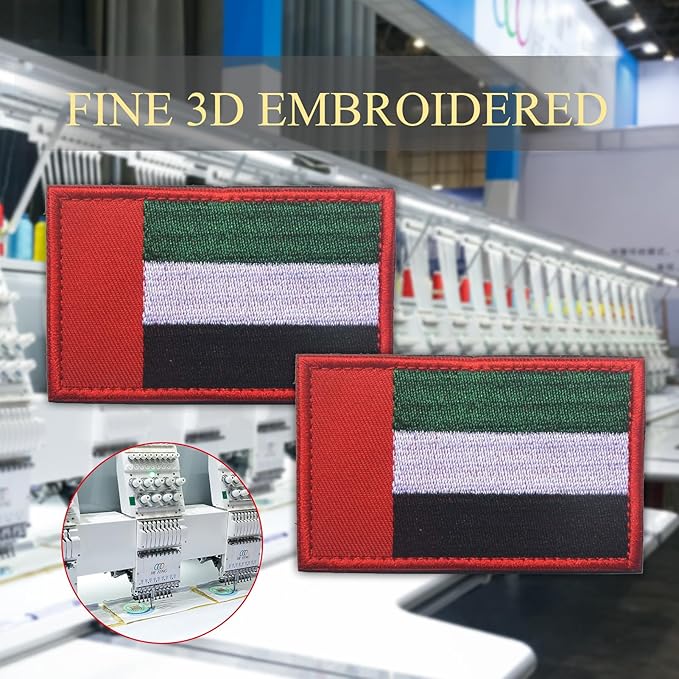 EmWoot 2PCS Arab Emirates Flag Patch Embroidered Morale Patch Military Tactical Patches Hook and Loop