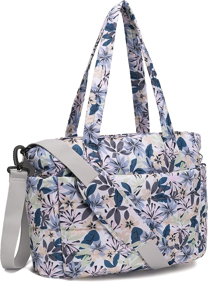 AOCINA Puffer Tote Bag for Women Quilted Work Bag Nurse Bags Women's Shoulder Handbags for Travel Gym Gifts Laptop Purse