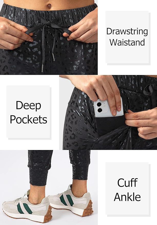 SANTINY Women's Joggers Pants Pockets Drawstring Running Sweatpants for Women Lounge Workout Jogging