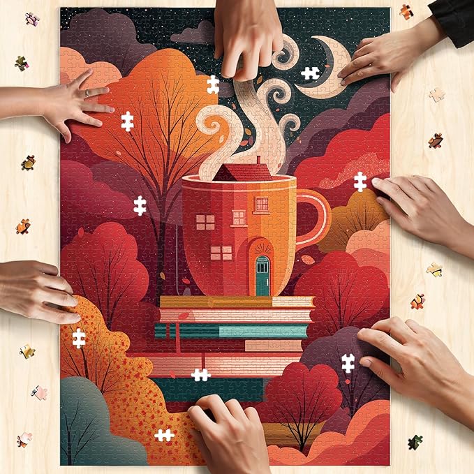Naturelish Forest Books Jigsaw Puzzles for Adults 1000 Pieces, Difficult Puzzles Perfect for Game Night, Great Gift Idea, Size 26.65 x 19.25 in