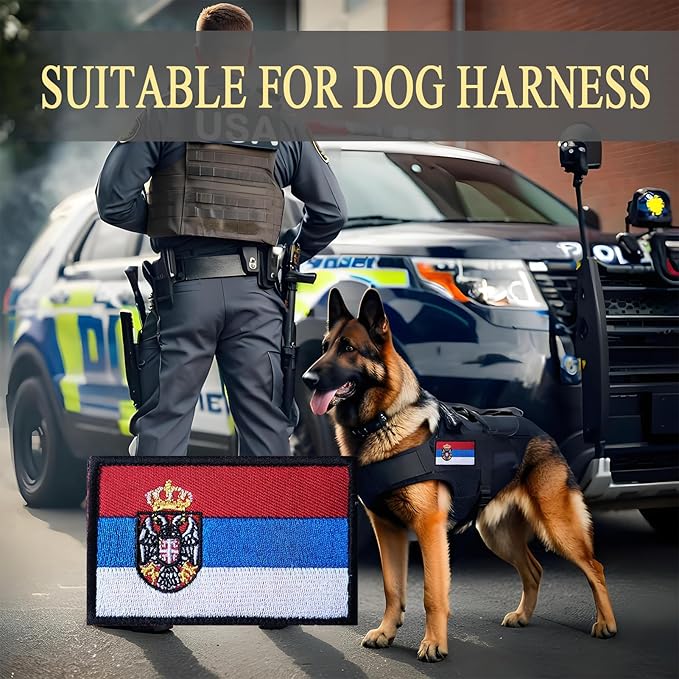 EmWoot 2PCS Serbia Flag Patch Embroidered Morale Patch Military Tactical Patches Hook and Loop