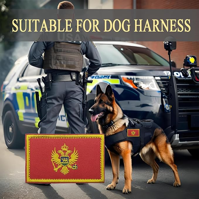 EmWoot 2PCS Montenegro Flag Patch Embroidered Morale Patch Military Tactical Patches Hook and Loop