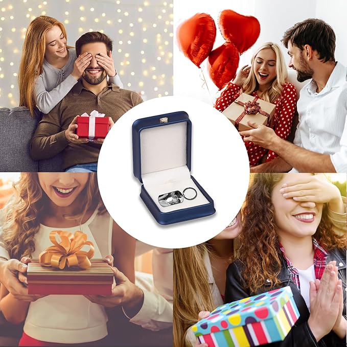 RSQGT Personalized Custom Keychain with Picture - Double Sided Engraving Photo Text Customized Key Chains for Men Boyfriend