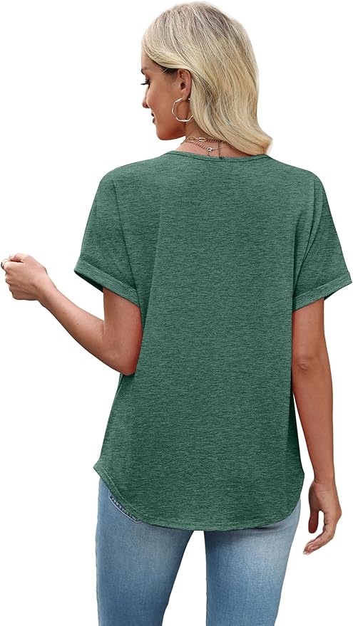Sipaya Womens Blouses Dressy Casual Summer Shirts Short Sleeve Lace Front Boho Tunic Tops for Leggings Fashion Clothes