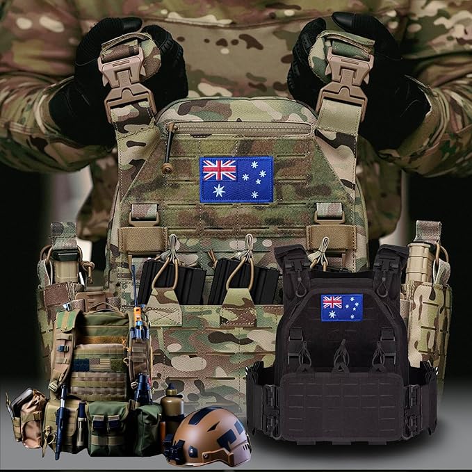 EmWoot 2PCS Australia Flag Patch Embroidered Morale Patch Military Tactical Patches Hook and Loop