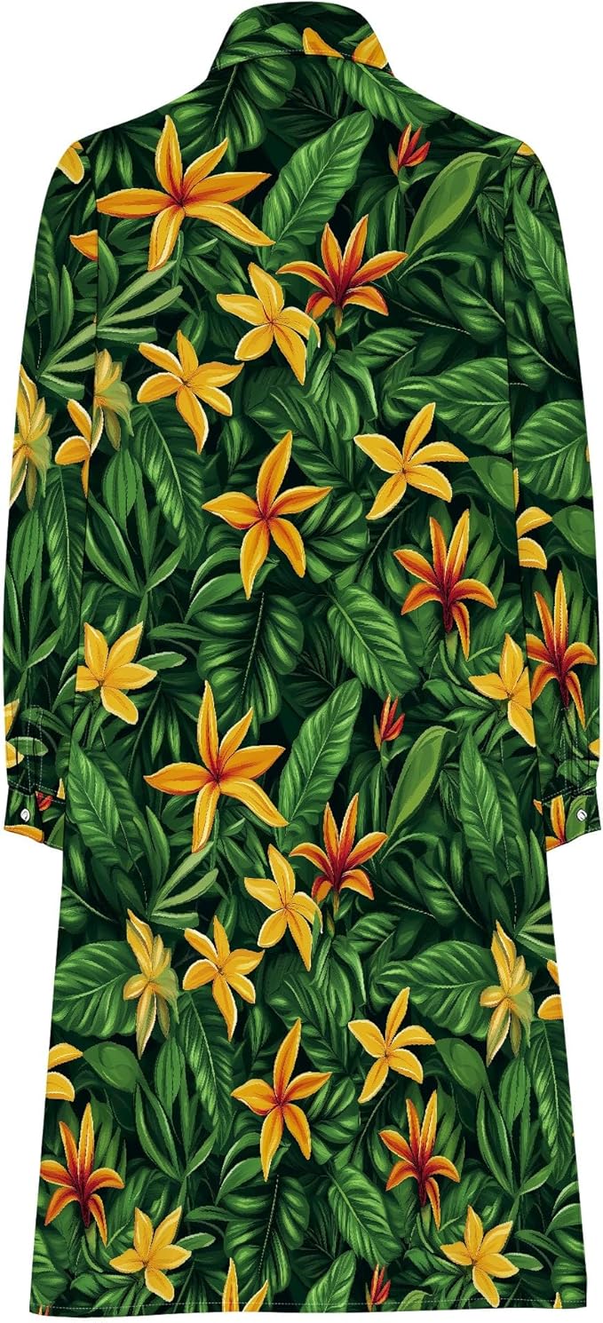 Shirt Dresses for Women 2025 Summer Long Sleeve Casual Plus Size Floral Printed Beach Vacation Dress with Pockets