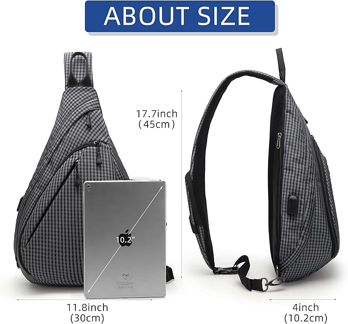 TurnWay Water-Proof Sling bag/Crossbody Backpack/Shoulder Bag with USB Charging Port for Travel, Hiking, Cycling, Camping