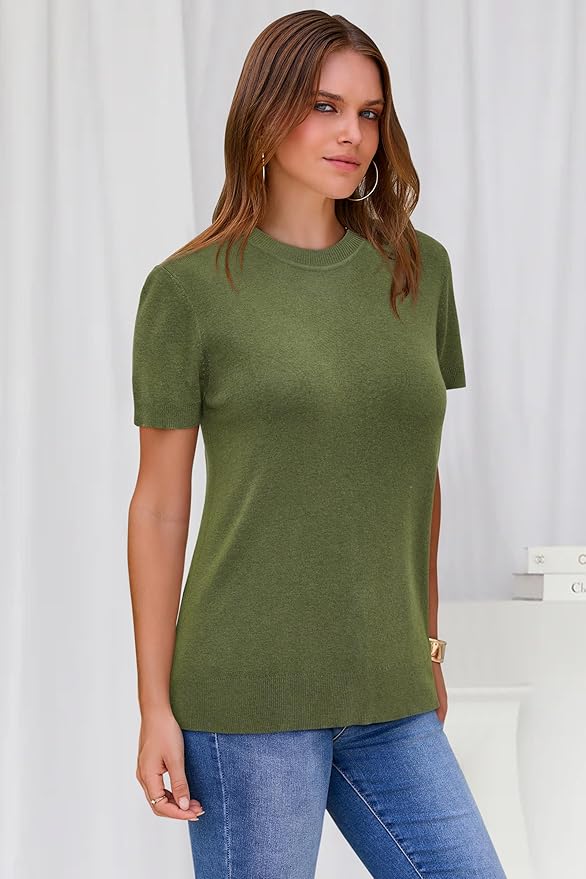 Arach&Cloz Women's Wool Blend Business Casual Essential Fall Layering Pullover Sweaters