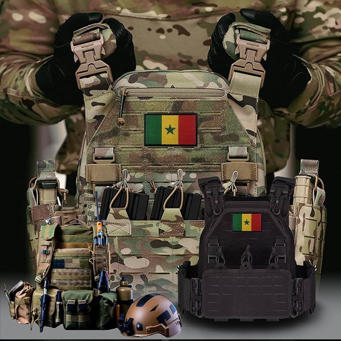 EmWoot 2PCS Senegal Flag Patch Embroidered Morale Patch Military Tactical Patches Hook and Loop
