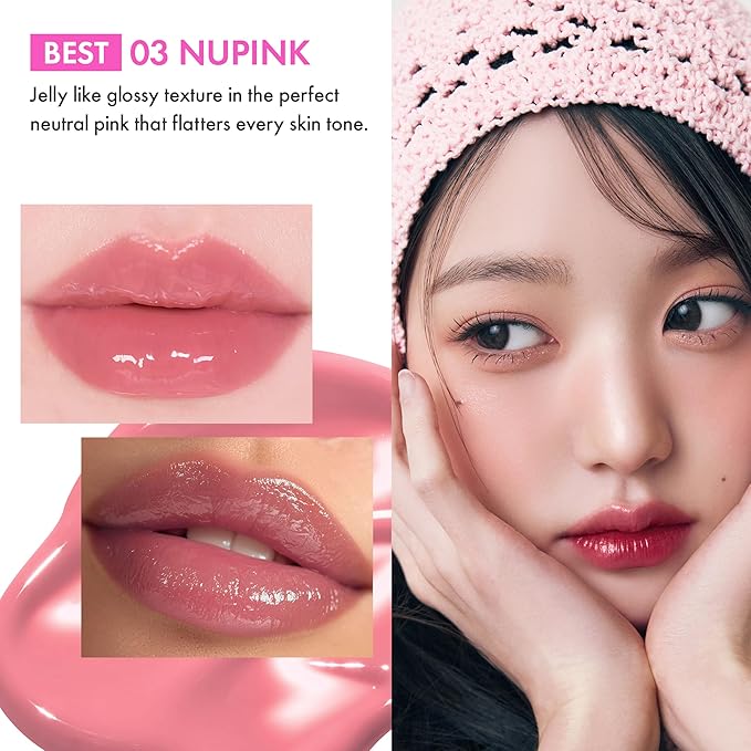 Amuse Seoul Jel-Fit Tint (01 Boksoonga Jelly) | Korean Jelly Lip Tint, Long-Lasting Lip Stain, Hydrating & Glossy, Hyaluronic Acid for Smooth Moisturized Lips, High Pigmentation, Vegan