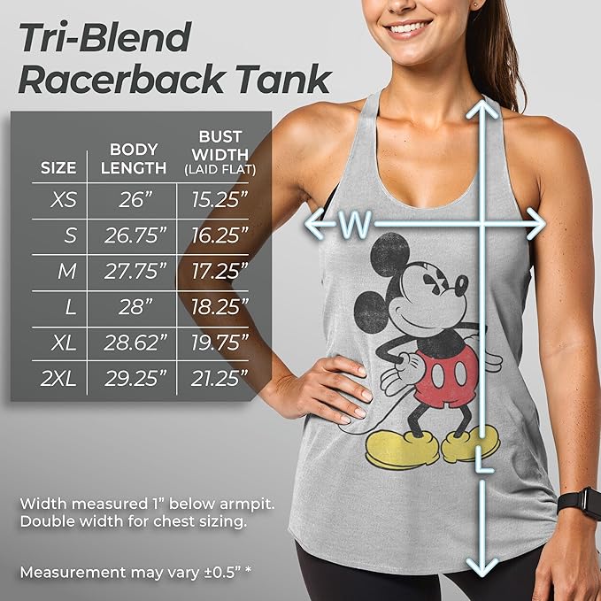 Women's Mickey & Friends Classic Mickey Distressed Racerback Tank Top